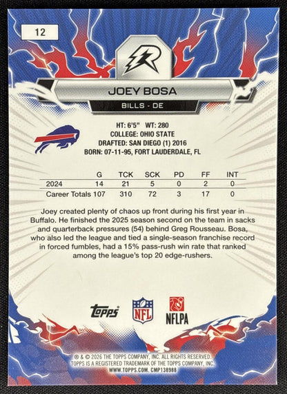 Joey Bosa 2025 Topps Resurgence Blue and Orange Spark Refractor Bills