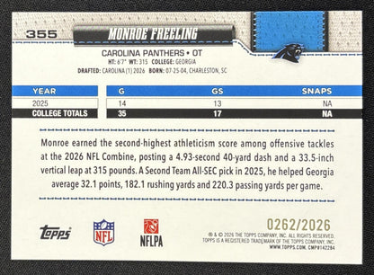 Monroe Freeling 2026 Topps Gold /2026 Panthers