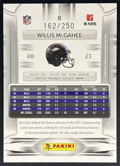 Willis McGahee 2009 Panini Playoff Prestige Xtra Points Gold /250 Ravens back