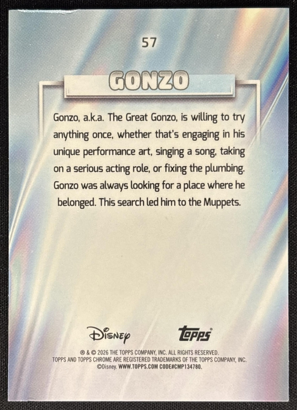 Gonzo 2026 Topps Chrome Disney The Muppets back