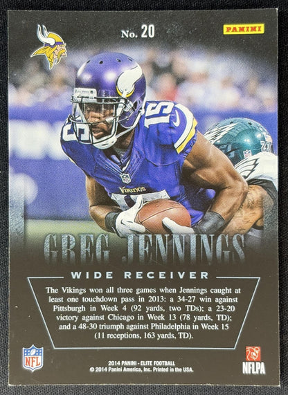 Greg Jennings 2014 Panini Elite Legends of the Fall Silver Vikings - Back