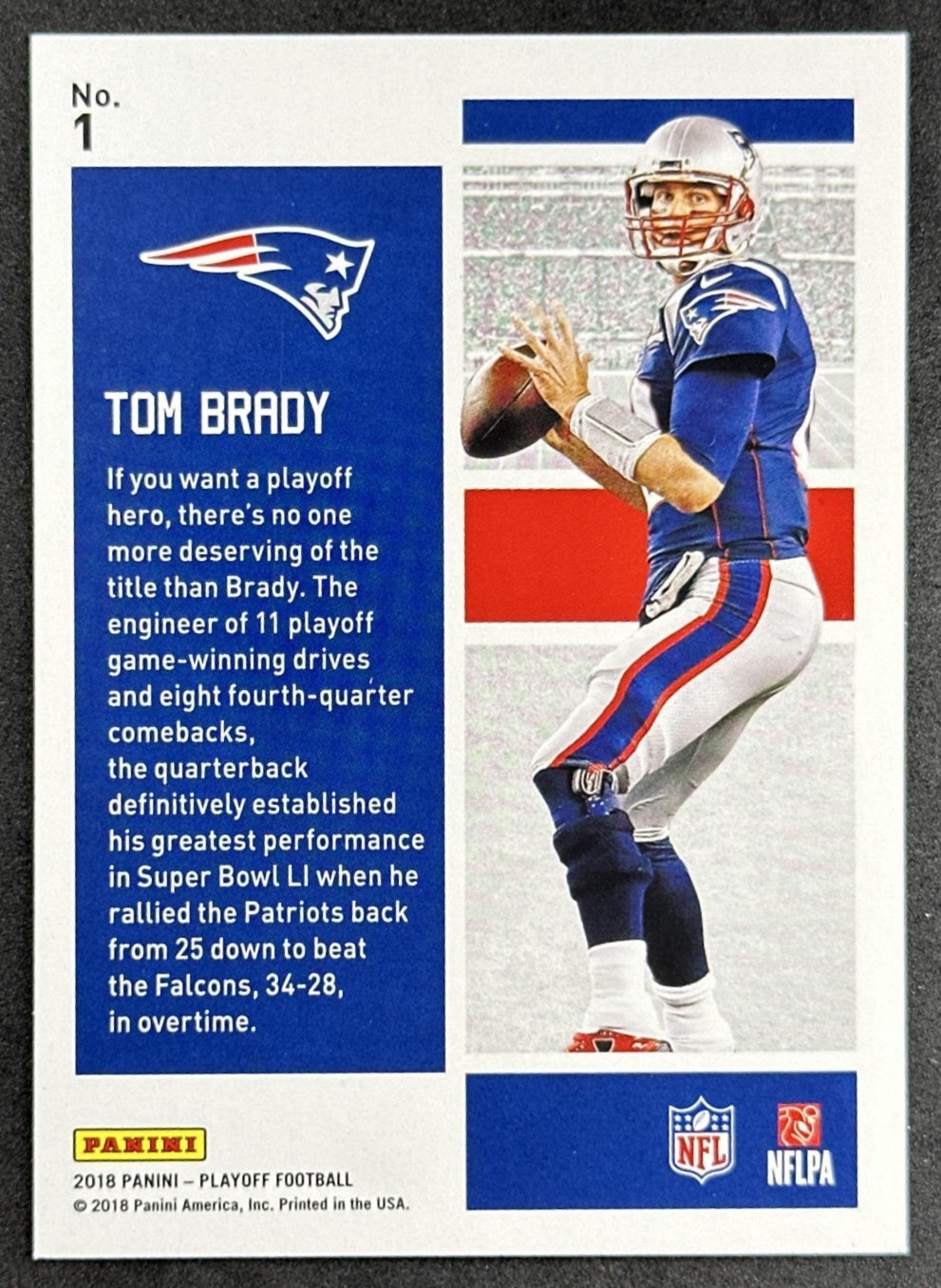 Tom Brady 2018 Panini Playoff Heroes Patriots Back