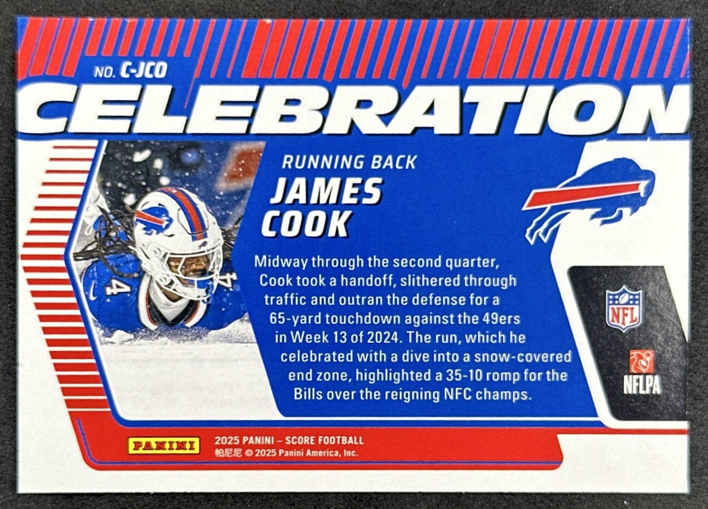James Cook 2025 Panini Score Celebration Bills
