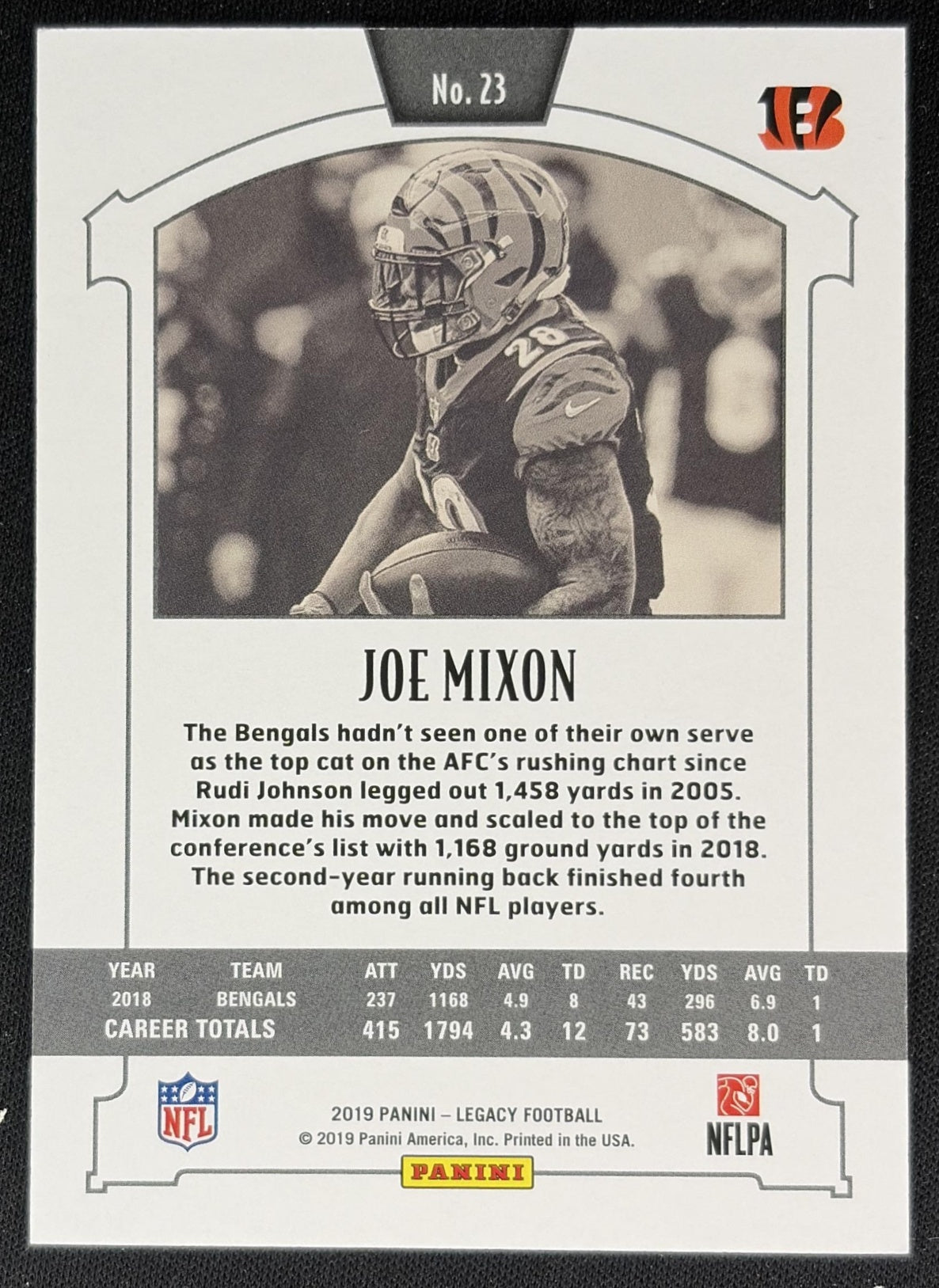 Joe Mixon 2019 Panini Legacy Orange /199 Bengals