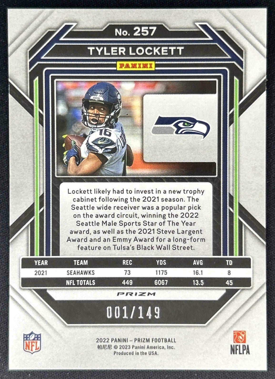 Tyler Lockett 2022 Panini Prizm Red Wave /149 Seahawks back