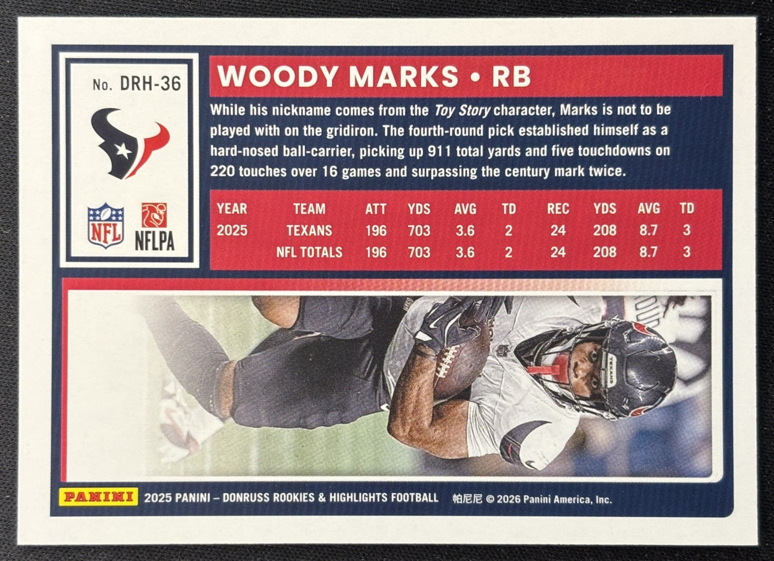Woody Marks 2025 Panini Donruss Rookies & Highlights Texans Sports Trading Cards
