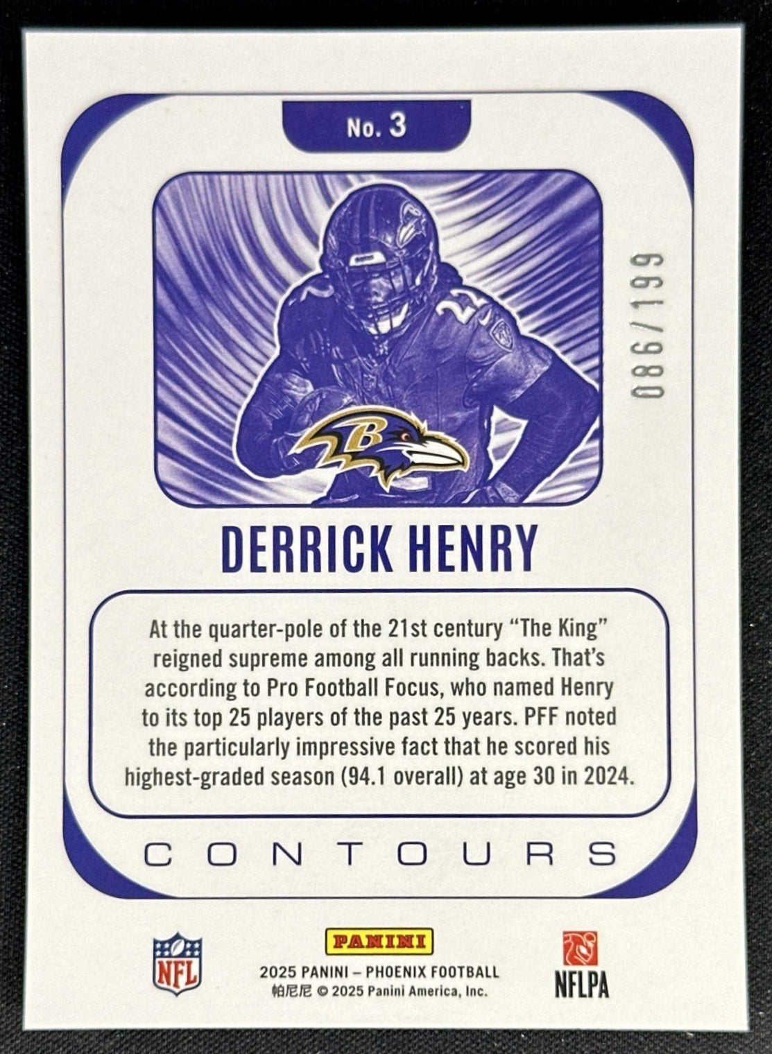 Derrick Henry 2025 Panini Phoenix Contours Winter /199 Ravens