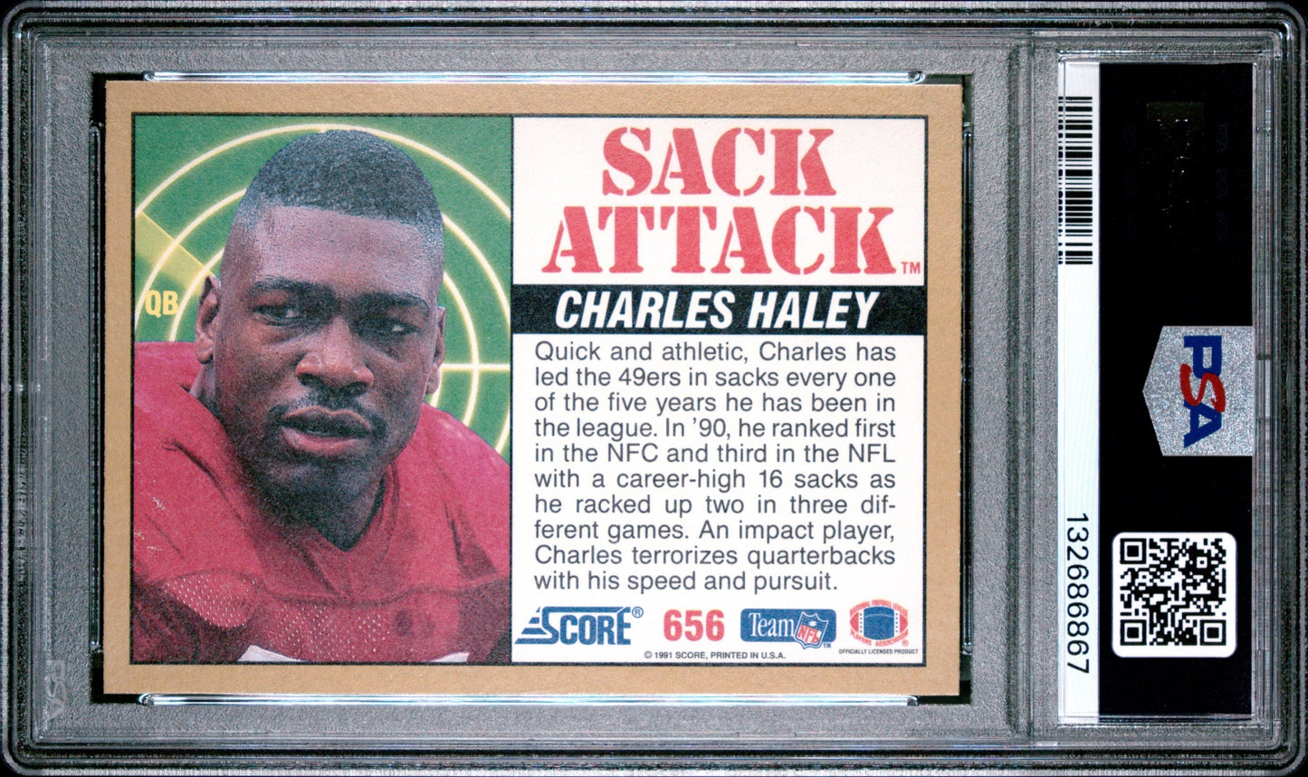 Charles Haley 1991 Score PSA 10 49ers back