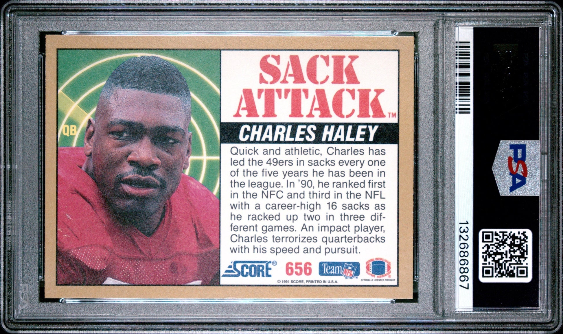 Charles Haley 1991 Score PSA 10 49ers back