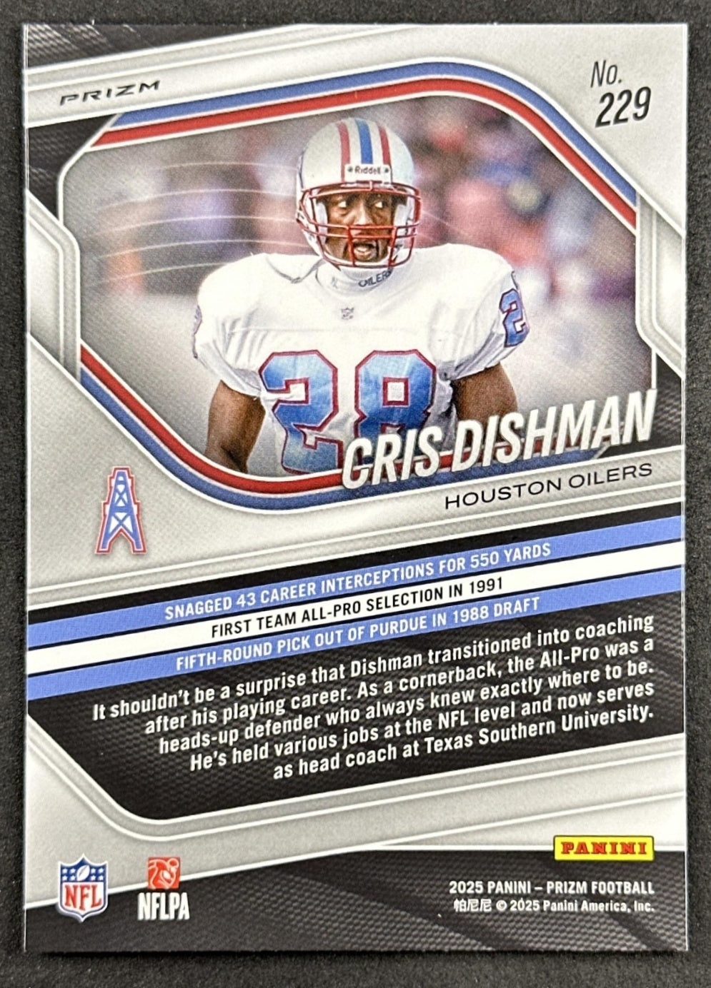 Cris Dishman 2025 Panini Prizm Choice Blue Yellow & Green Oilers Titans Sports Trading Cards