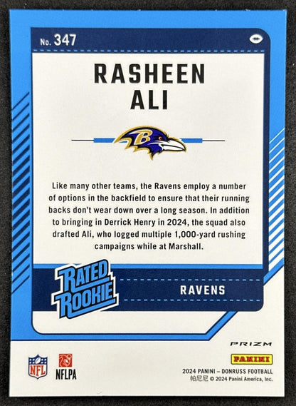 Rasheen Ali 2024 Panini Donruss Optic Rated Rookie Preview Pink Ravens Sports Trading Cards