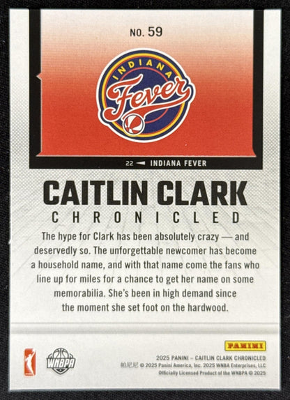 Caitlin Clark 2025 Panini Chronicled Life Style Holo Fever 59 Sports Trading Card