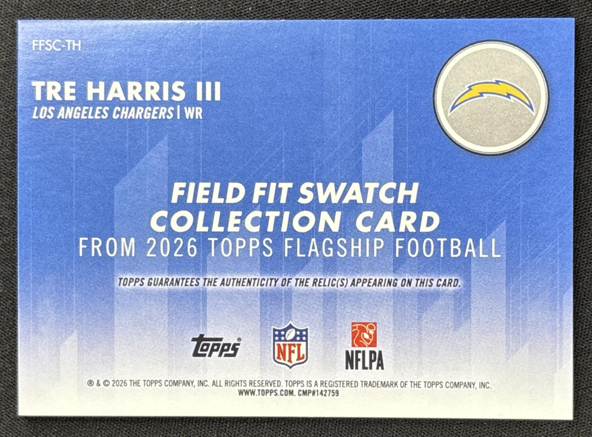 Tre' Harris III 2026 Topps Field Fit Swatch Collection Chargers