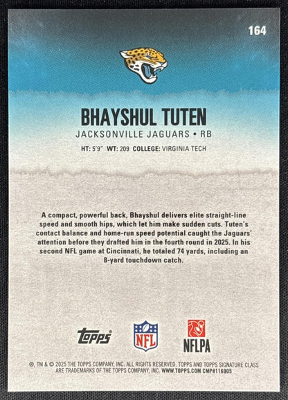 Bhayshul Tuten 2025 Signature Class Chrome Rookie Black Refractor /10 Jaguars Sports Trading Cards