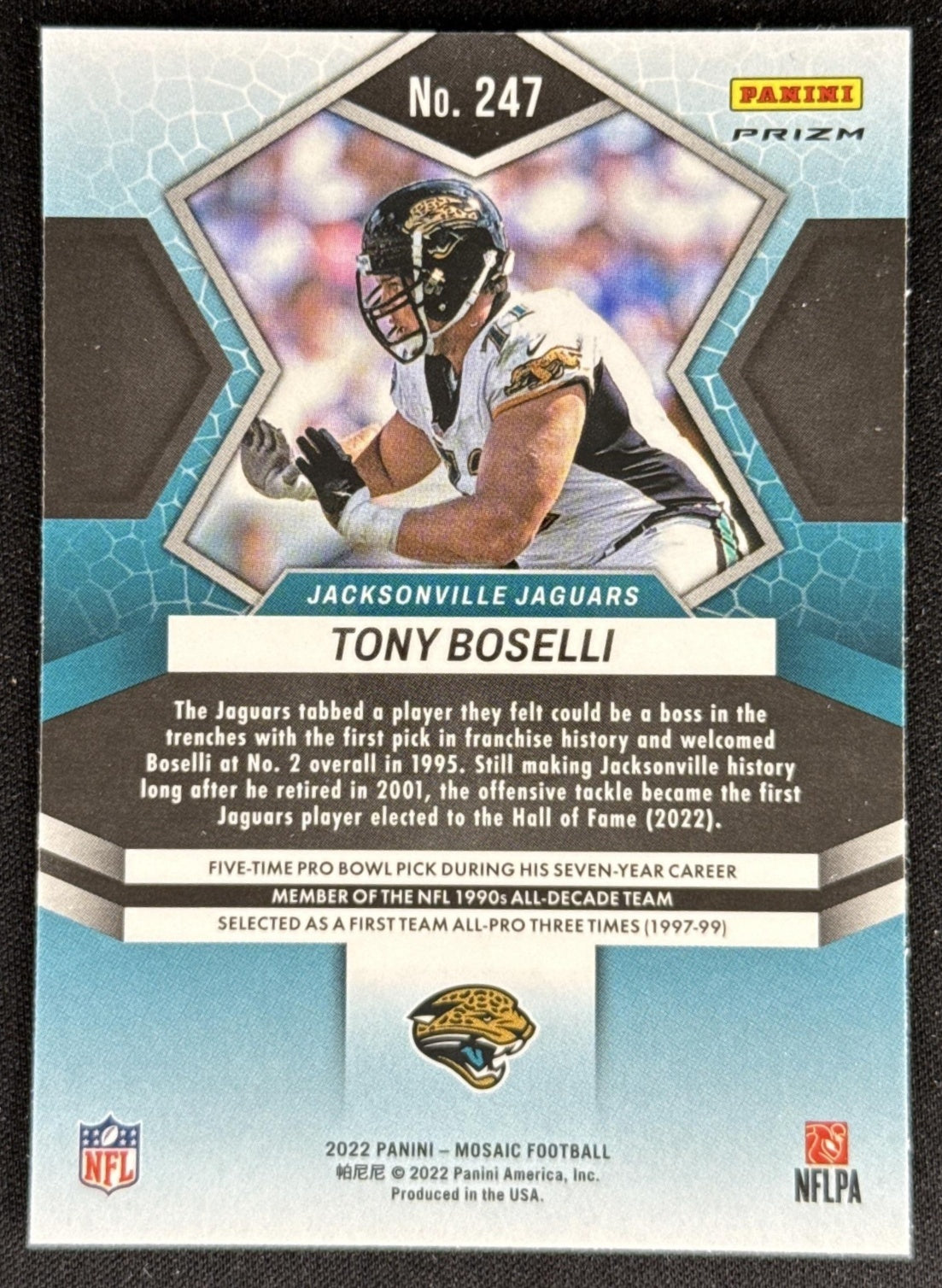 Tony Boselli 2022 Panini Mosaic Camo Pink Jaguars Sports Trading Card