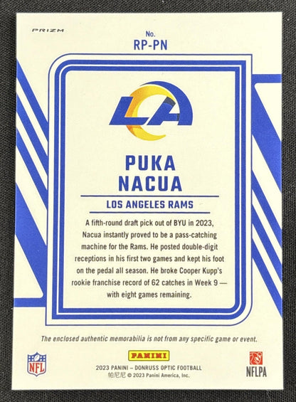 Puka Nacua 2023 Panini Donruss Optic Rookie Phenom Blue Hyper Rams
