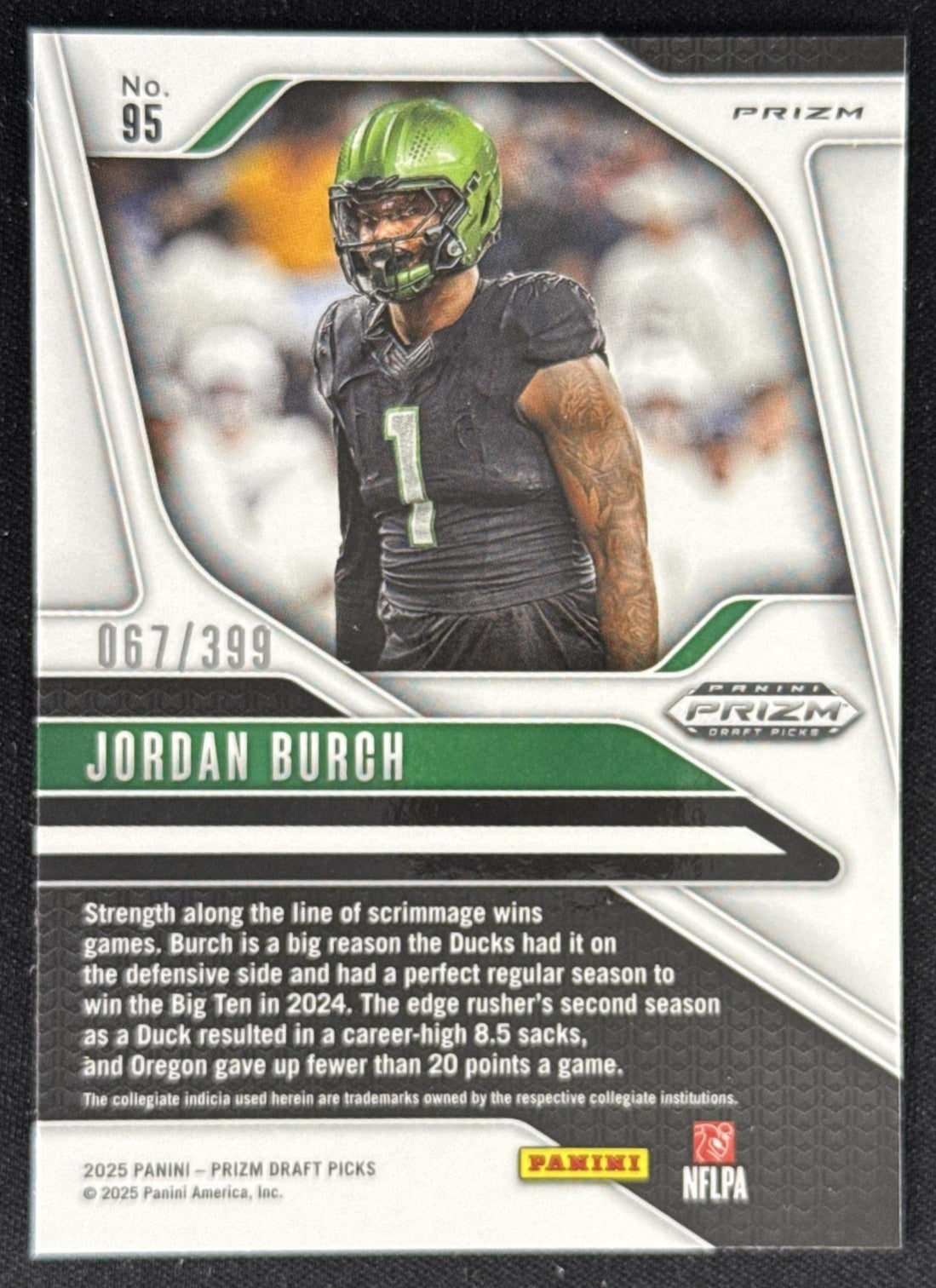 Jordan Burch 2025 Panini Prizm Draft Picks Red /399 Ducks Sports Trading Card