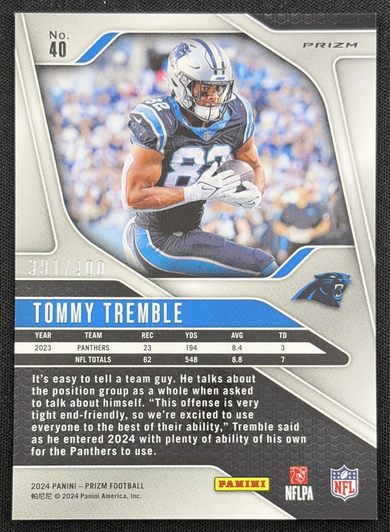 Tommy Tremble 2024 Panini Prizm Pandora /400 Panthers