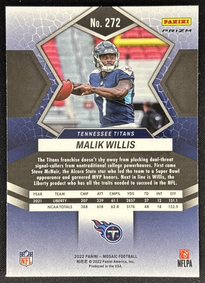 Malik Willis 2022 Panini Mosaic Camo Pink Titans Sports Trading Cards