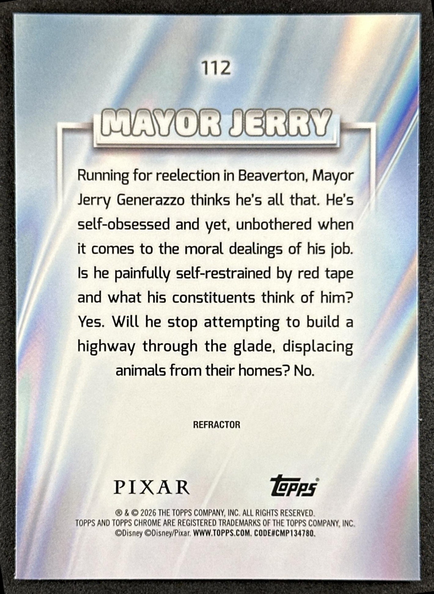 Mayor Jerry 2026 Topps Chrome Disney Refractor Hoppers Back