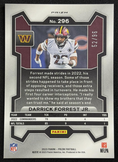 Darrick Forrest Jr. 2023 Panini Prizm Blue Sparkle /96 Commanders