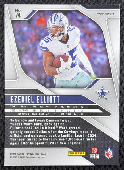 Ezekiel Elliott 2024 Panini Prizm Green Wave Cowboys back