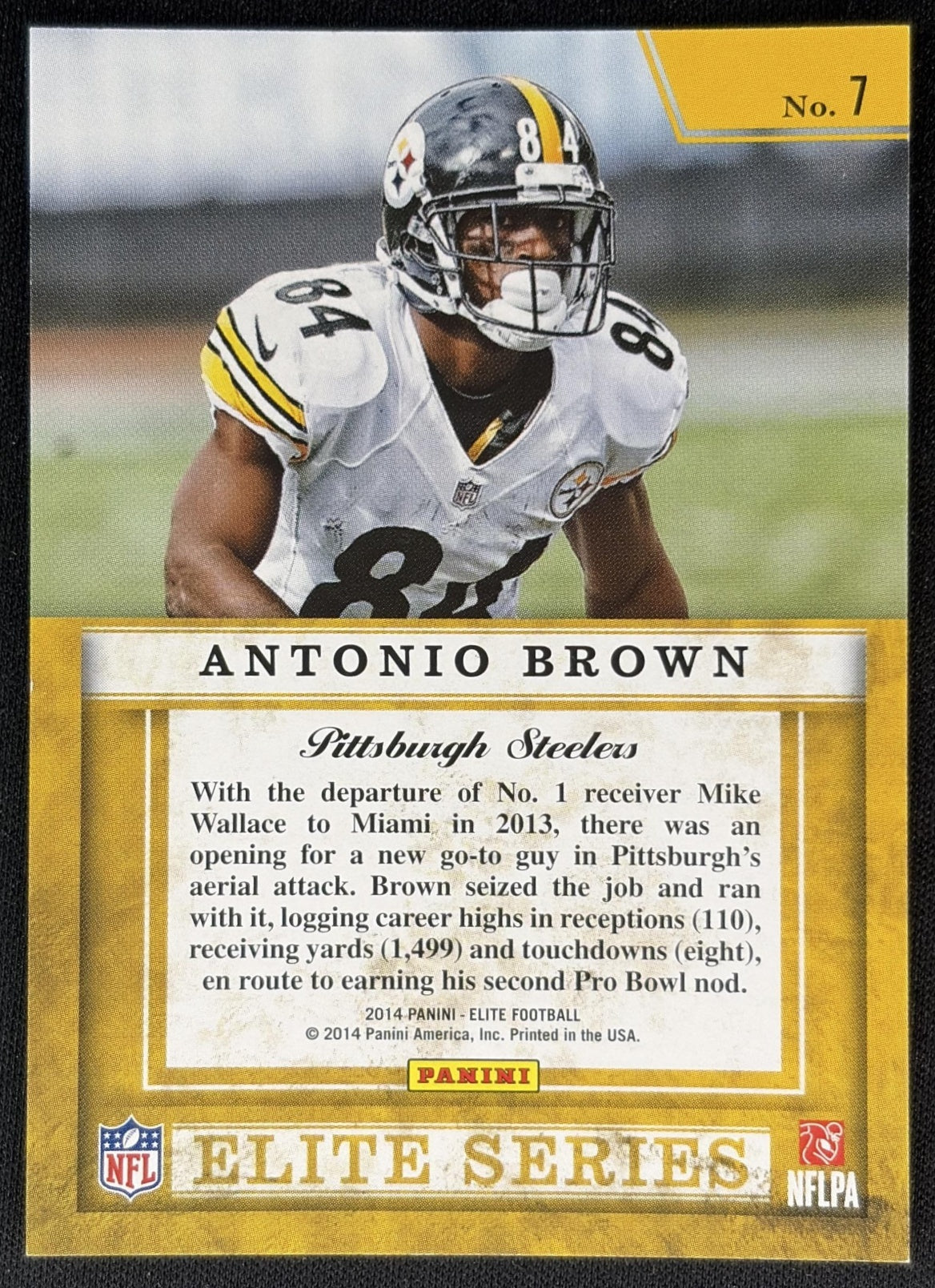 Antonio Brown 2014 Panini Elite Series Silver Steelers - Back
