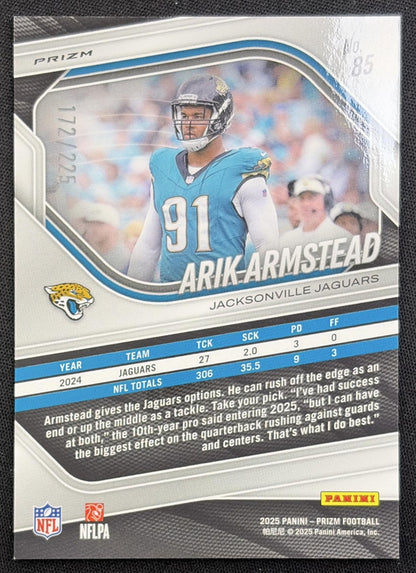 Arik Armstead 2025 Panini Prizm Purple Ice /225 Jaguars Jacksonville Jaguars