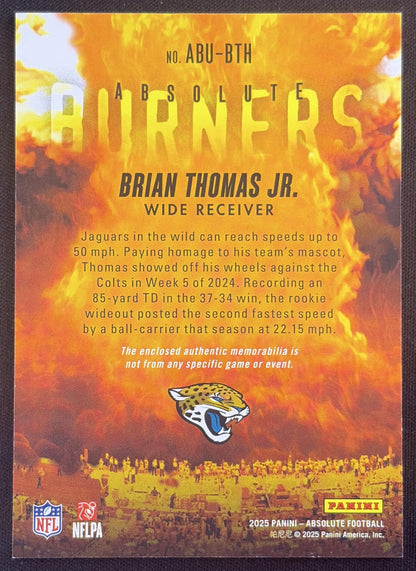 Brian Thomas Jr. 2025 Panini Absolute Burners Jaguars