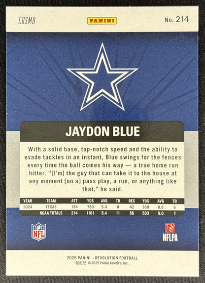 Jaydon Blue 2025 Panini Revolution Rookies Red Cosmo Cowboys Sports Trading Cards