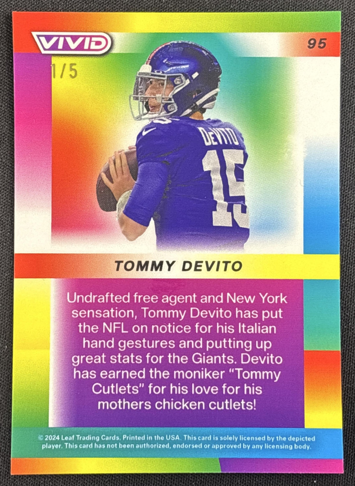 Tommy Devito 2024 Leaf Vivid Lava Black /5