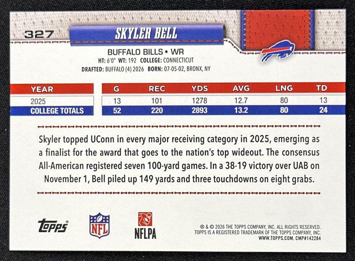 Skyler Bell 2026 Topps Flagship Fanatics Foil Bills