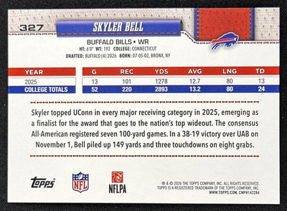 Skyler Bell 2026 Topps Flagship Fanatics Foil Bills