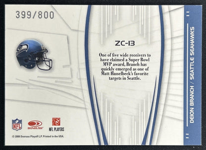 Deion Branch 2008 Donruss Elite Zoning Commission Gold /800 Seahawks back