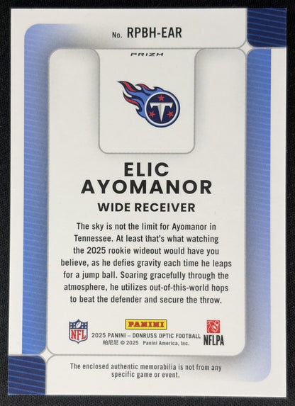 Elic Ayomanor 2025 Panini Donruss Optic Rookie Phenoms Blue Hyper Prizm Titans back