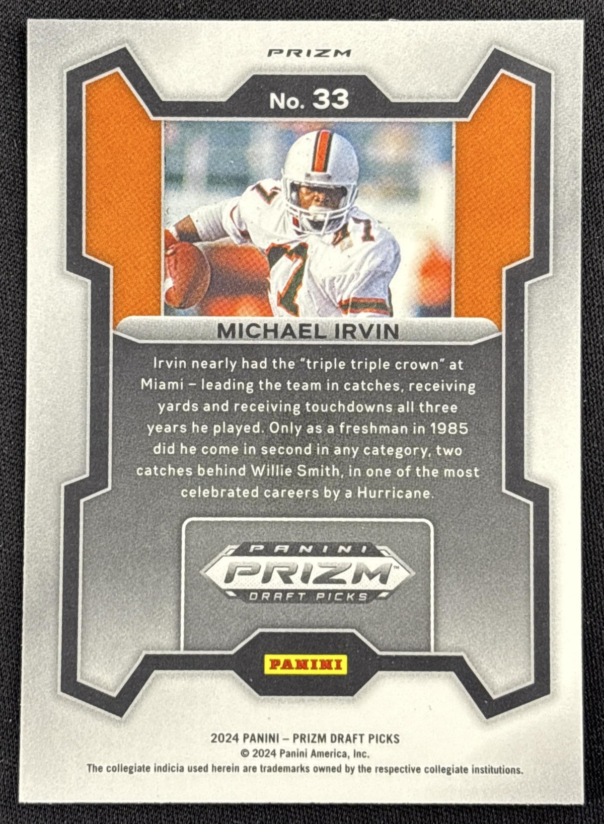 Michael Irvin 2024 Panini Prizm Collegiate Draft Picks Silver Colts