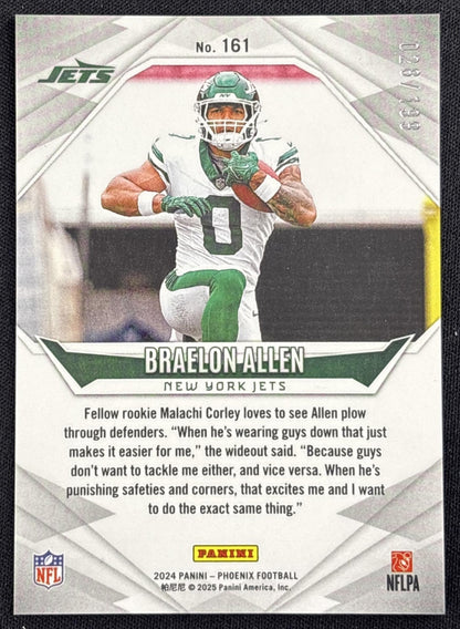 Braelon Allen 2024 Panini Phoenix Green Fade /199 Jets