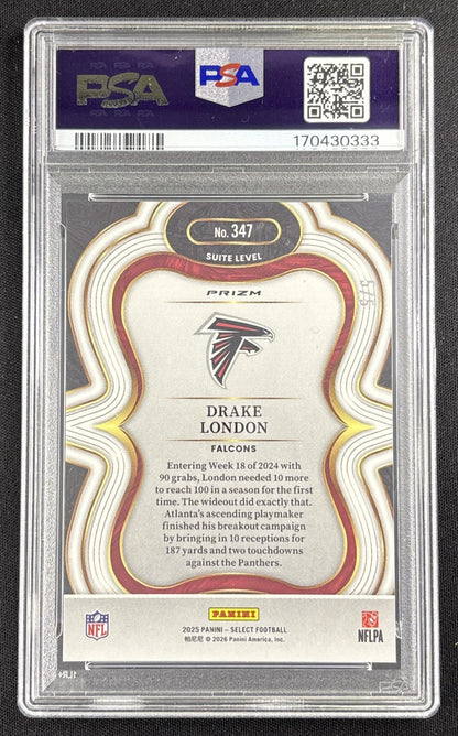 Drake London 2025 Panini Select Suite Level Green Prizm /5 PSA 10 Falcons Sports Trading Card