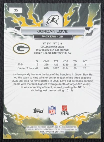 Jordan Love 2025 Topps Resurgence Crimson Surge Refractor /199 Packers Green Bay Packers