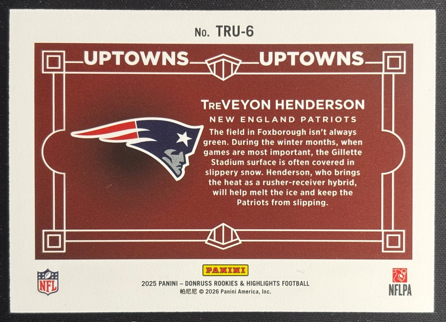 TreVeyon Henderson 2025 Donruss Rookies & Highlights Uptown Horizontal Green Patriots Sports Trading Cards