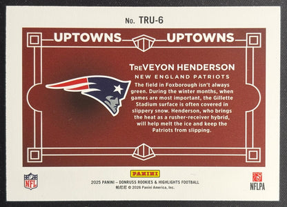 TreVeyon Henderson 2025 Donruss Rookies & Highlights Uptown Horizontal Green Patriots Sports Trading Cards