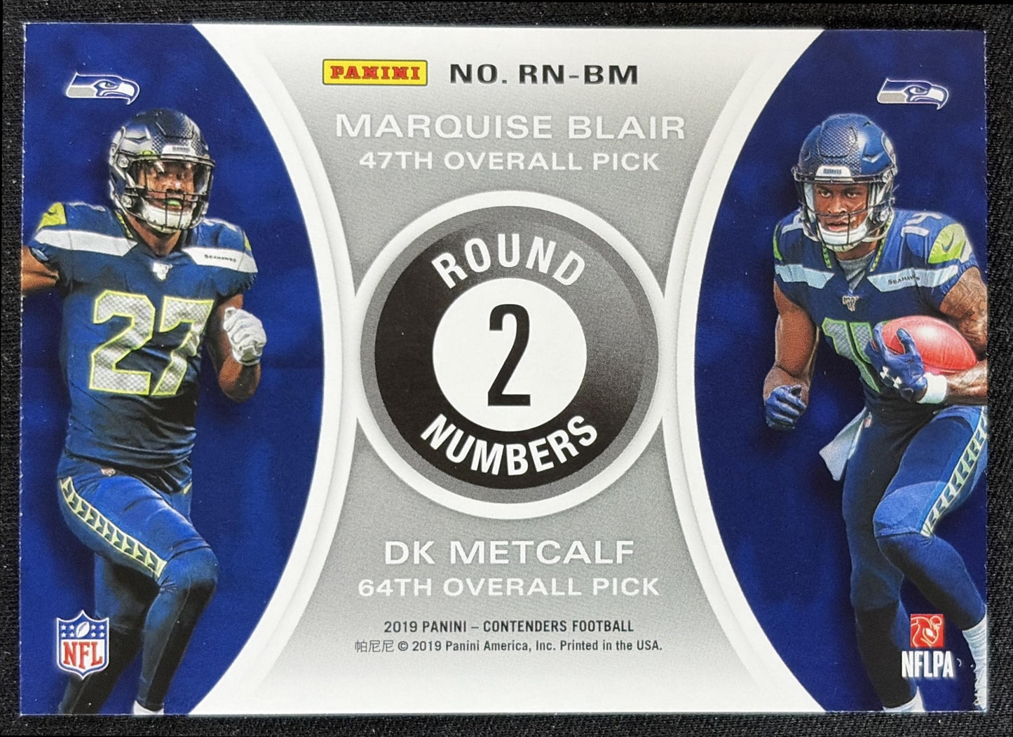 DK Metcalf Marquise Blair 2019 Panini Contenders Round Numbers Seahawks