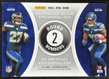 DK Metcalf Marquise Blair 2019 Panini Contenders Round Numbers Seahawks