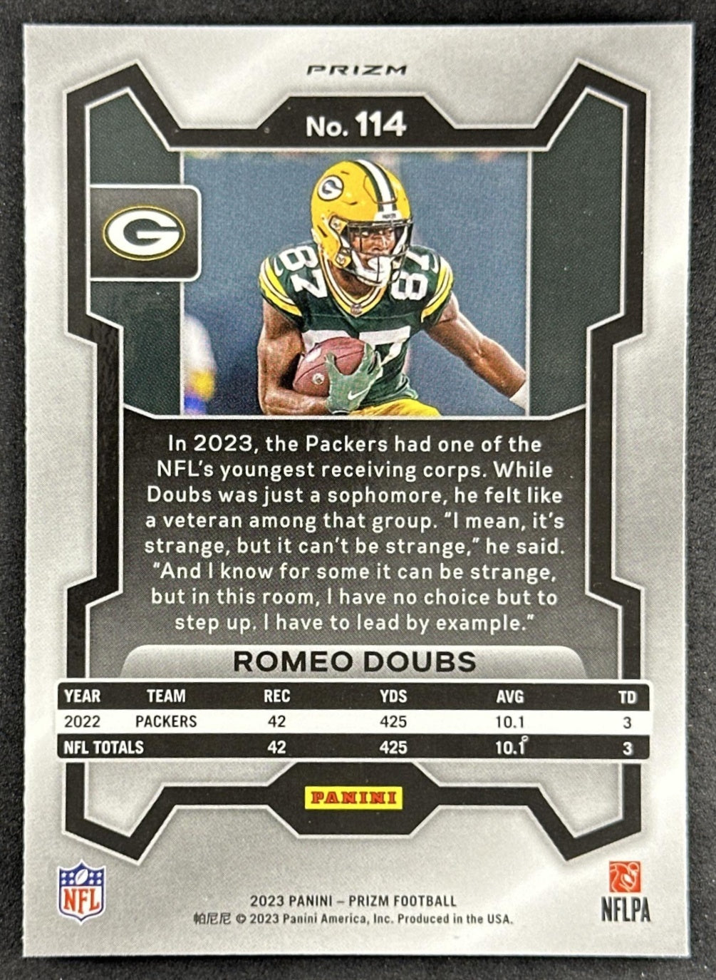 Romeo Doubs 2023 Panini Prizm Green Wave Packers Sports Trading Cards