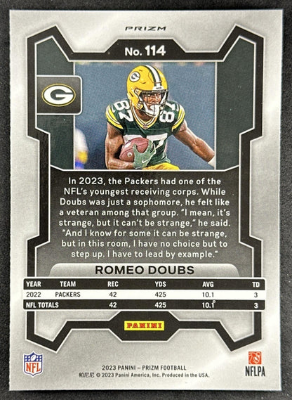 Romeo Doubs 2023 Panini Prizm Green Wave Packers Sports Trading Cards