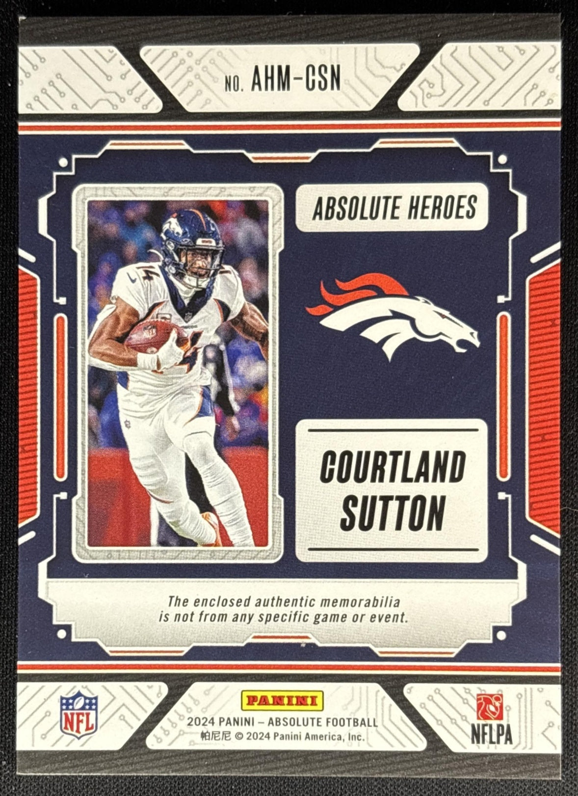 Courtland Sutton 2024 Panini Absolute Heroes Memorabilia /250 Broncos