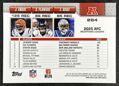 Stefon Diggs Ja'Marr Chase Zay Flowers 2026 Topps Flagship Sports Trading Cards