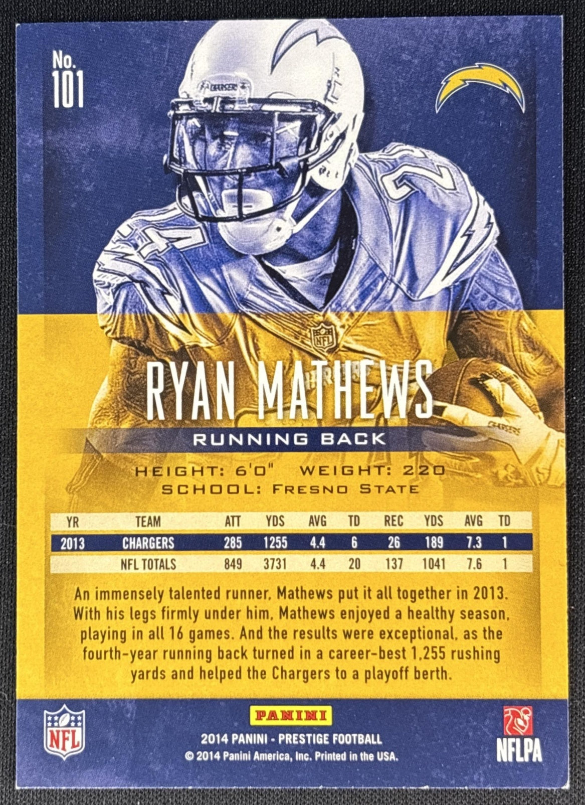 Ryan Mathews 2014 Panini Prestige Chargers Sports Trading Cards