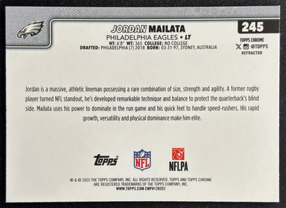 Jordan Mailata 2025 Topps Chrome Refractor Eagles Football