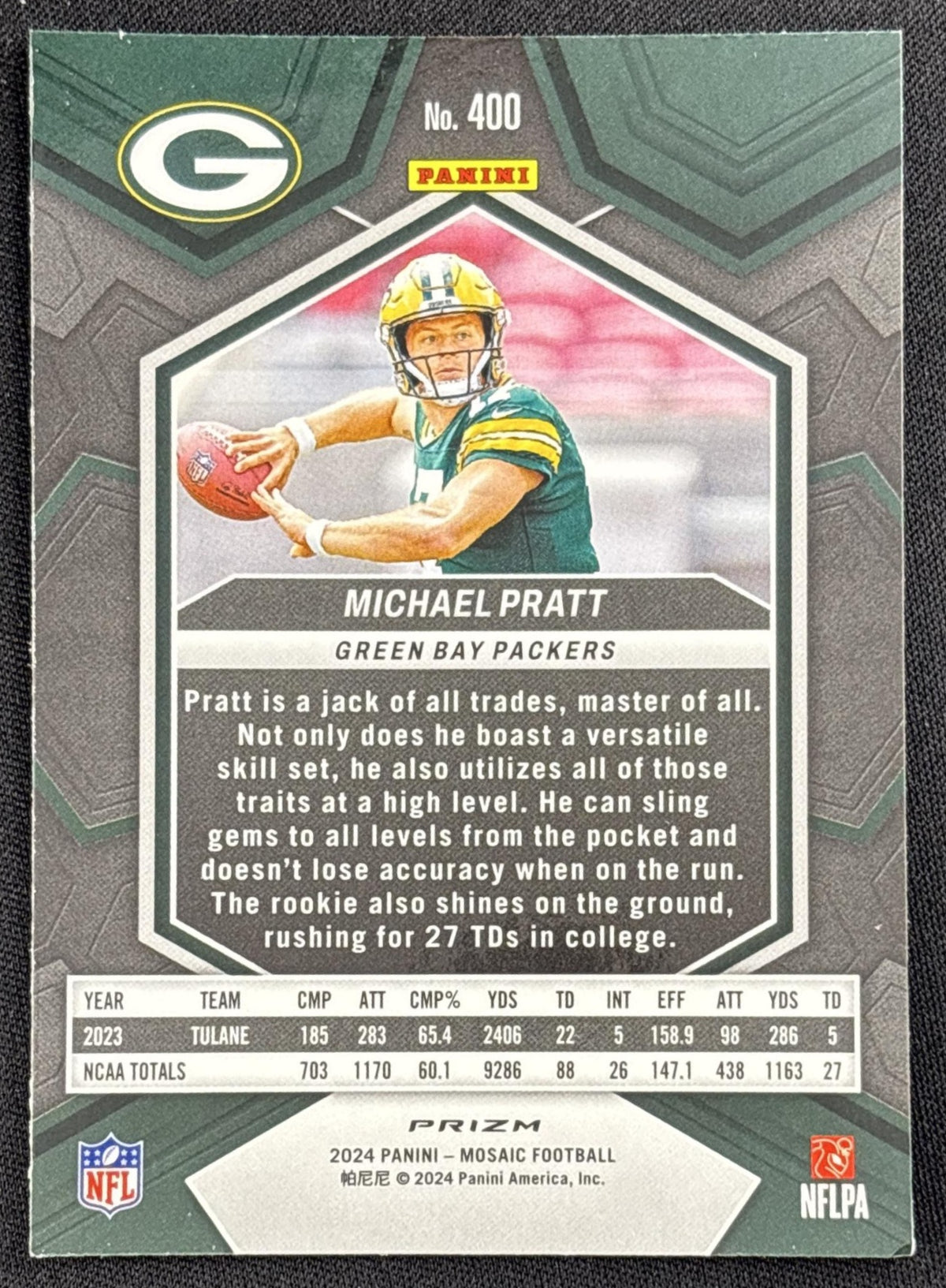 Michael Pratt 2024 Panini Mosaic Red Sparkle Prizm Packers